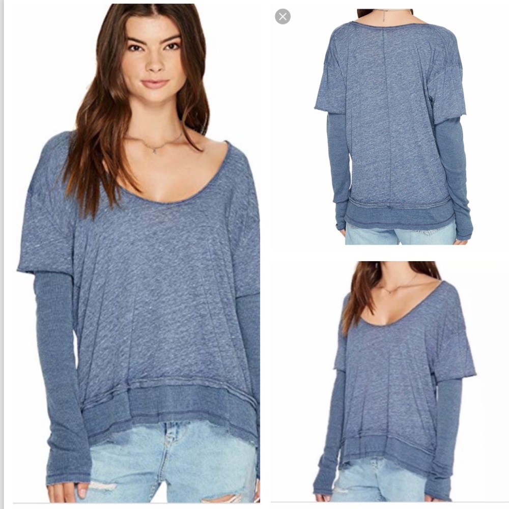 NWOT Free People Magic long sleeve layered tee - Picture 3 of 8